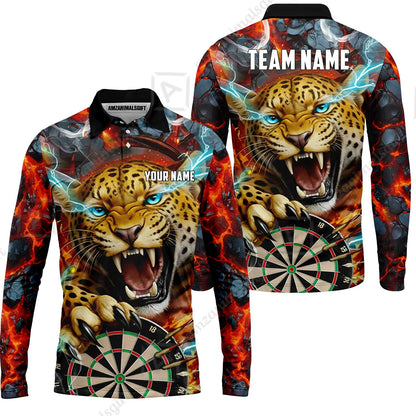 Custom Darts Team Jersey, Personalized Leopard Darts Polo Shirt For Players With Name & Team Name