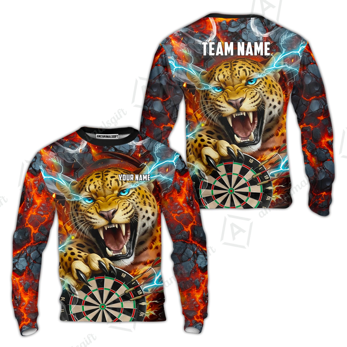 Custom Darts Team Jersey, Personalized Leopard Darts Polo Shirt For Players With Name & Team Name