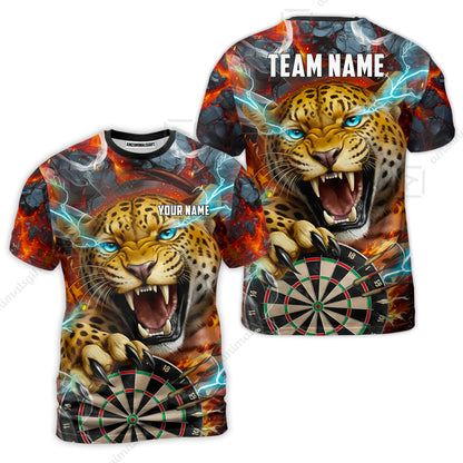 Custom Darts Team Jersey, Personalized Leopard Darts Polo Shirt For Players With Name & Team Name