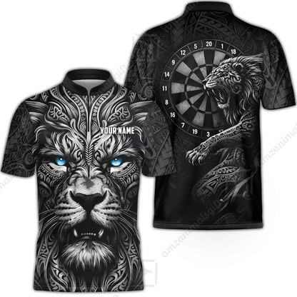 Custom Darts Team Jersey, Personalized Lion Darts Tribal Polo Shirt For Players With Name & Team Name