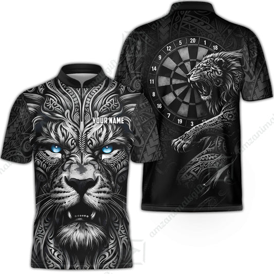Custom Darts Team Jersey, Personalized Lion Darts Tribal Polo Shirt For Players With Name & Team Name