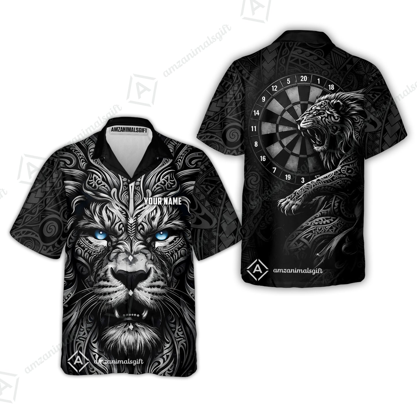 Custom Darts Team Jersey, Personalized Lion Darts Tribal Polo Shirt For Players With Name & Team Name