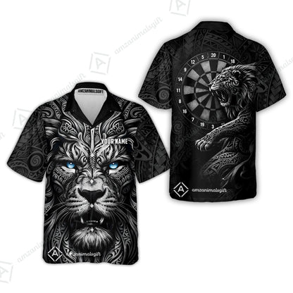 Custom Darts Team Jersey, Personalized Lion Darts Tribal Polo Shirt For Players With Name & Team Name