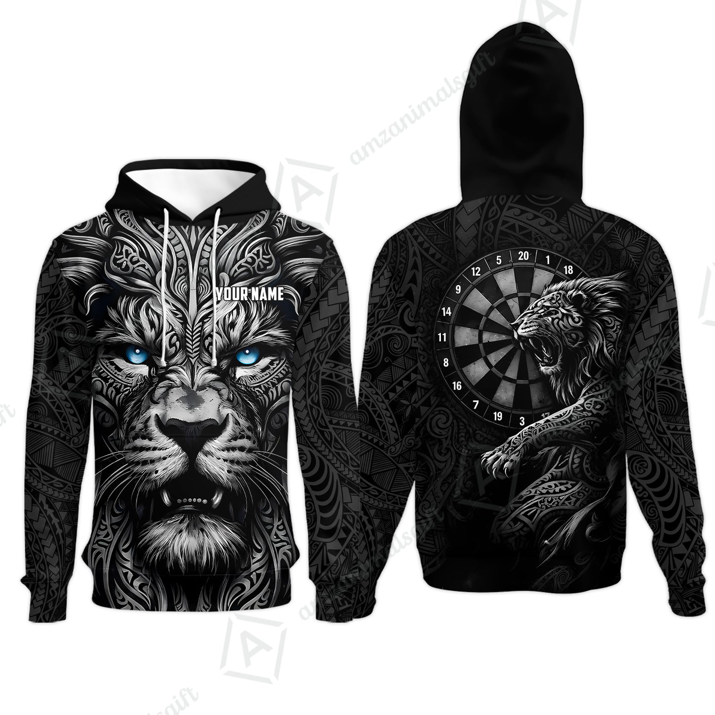 Custom Darts Team Jersey, Personalized Lion Darts Tribal Polo Shirt For Players With Name & Team Name