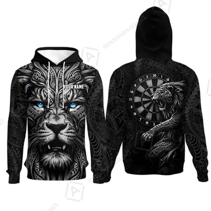Custom Darts Team Jersey, Personalized Lion Darts Tribal Polo Shirt For Players With Name & Team Name
