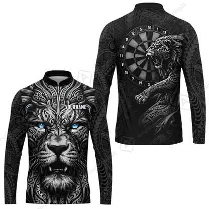 Custom Darts Team Jersey, Personalized Lion Darts Tribal Polo Shirt For Players With Name & Team Name