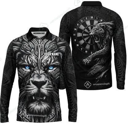 Custom Darts Team Jersey, Personalized Lion Darts Tribal Polo Shirt For Players With Name & Team Name