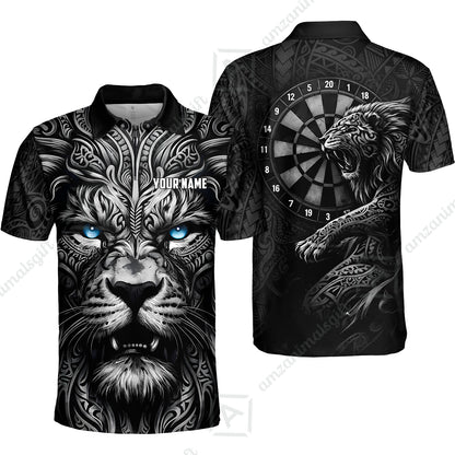 Custom Darts Team Jersey, Personalized Lion Darts Tribal Polo Shirt For Players With Name & Team Name