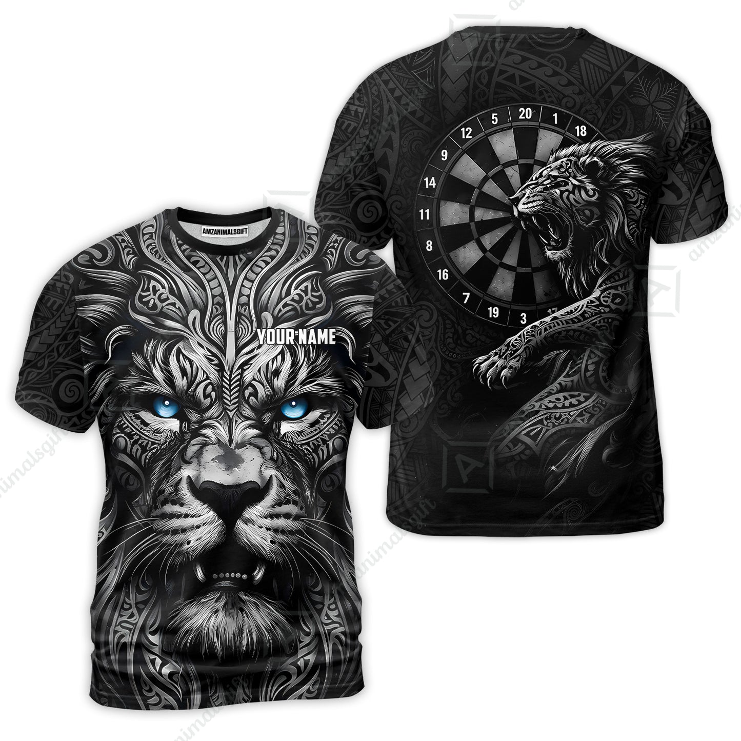 Custom Darts Team Jersey, Personalized Lion Darts Tribal Polo Shirt For Players With Name & Team Name