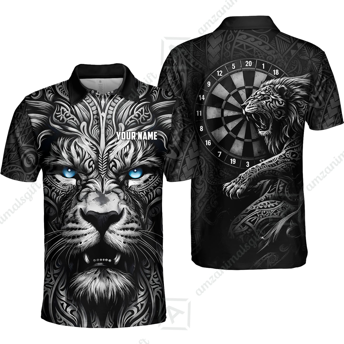 Custom Darts Team Jersey, Personalized Lion Darts Tribal Polo Shirt For Players With Name & Team Name