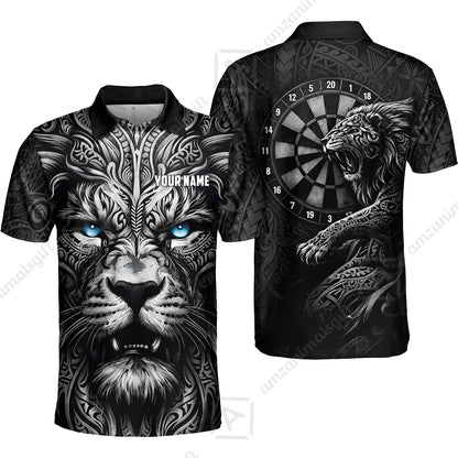 Custom Darts Team Jersey, Personalized Lion Darts Tribal Polo Shirt For Players With Name & Team Name