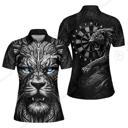 Custom Darts Team Jersey, Personalized Lion Darts Tribal Polo Shirt For Players With Name & Team Name