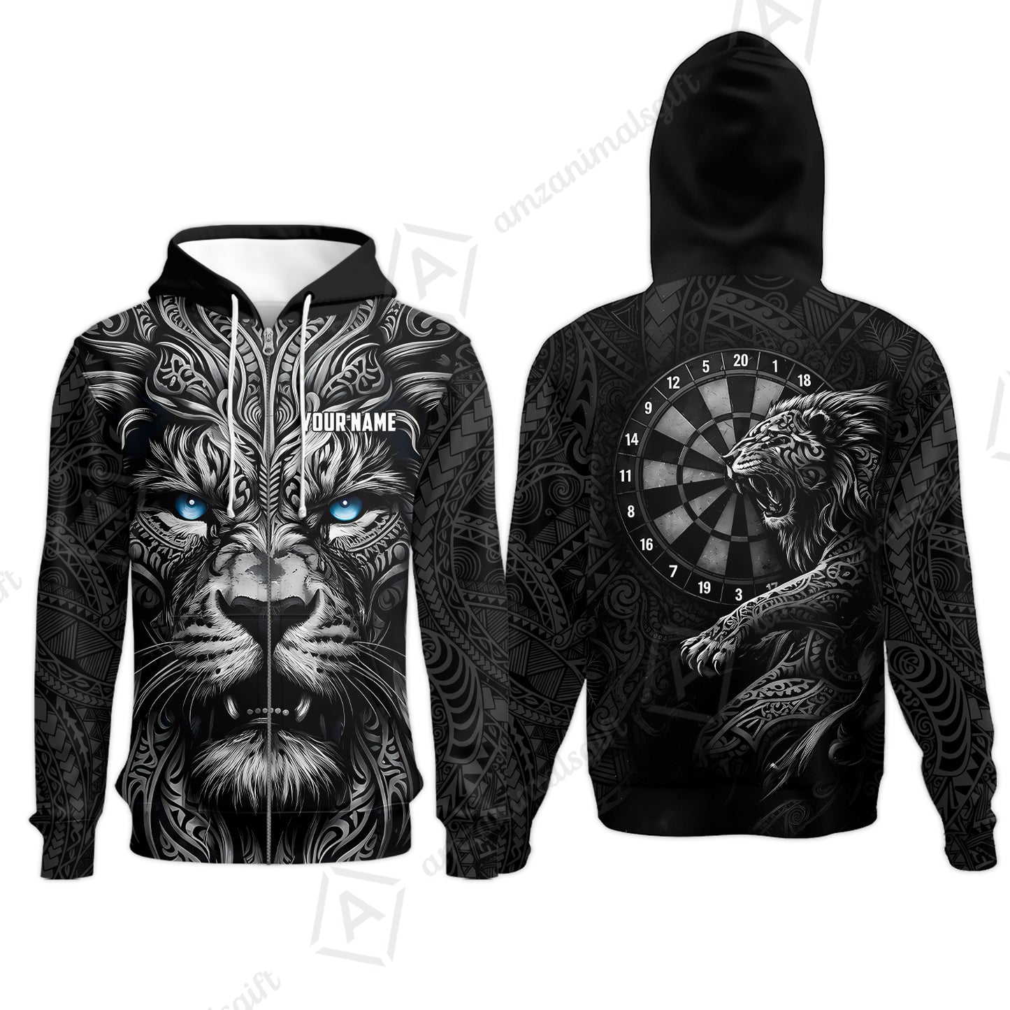 Custom Darts Team Jersey, Personalized Lion Darts Tribal Polo Shirt For Players With Name & Team Name