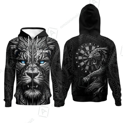 Custom Darts Team Jersey, Personalized Lion Darts Tribal Polo Shirt For Players With Name & Team Name