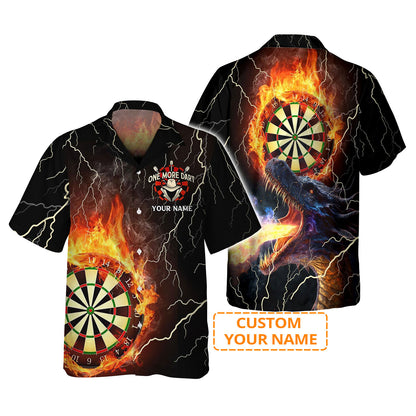 Customized Darts Hawaiian Shirt, Personalized Name Dragon And Darts Hawaiian Shirt For Men - Perfect Gift For Darts Lovers, Darts Players