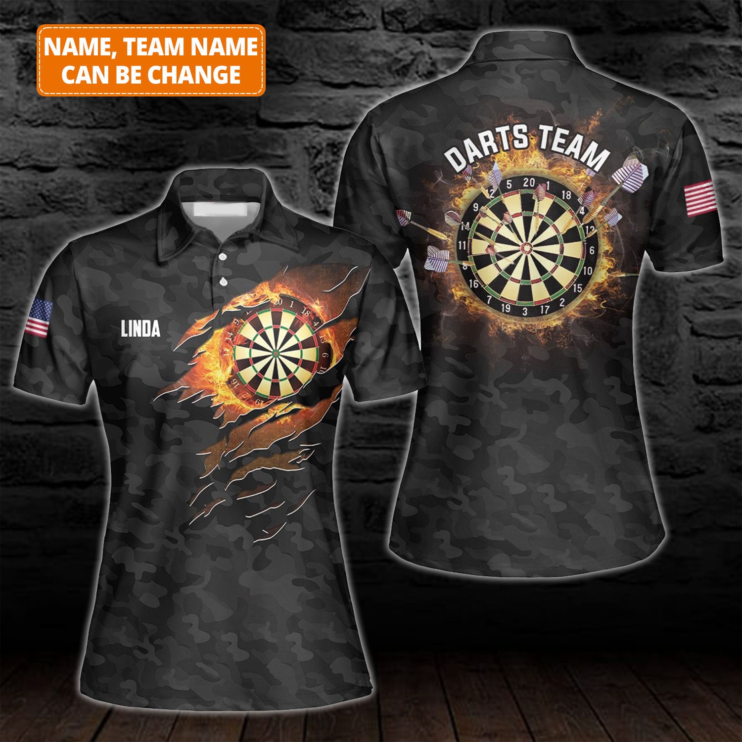 Customized Darts Polo Shirt, Dartboard Flame Team Shirt, Personalized Name Polo Shirt For Women - Perfect Gift For Darts Lovers, Darts Players