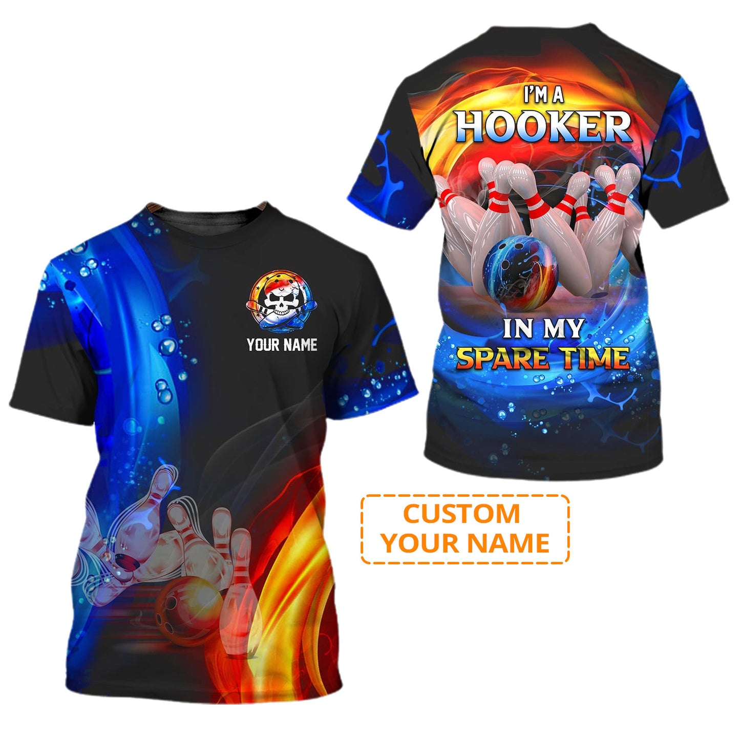 Customized Name Bowling T Shirt, I'm A Hooker In My Spare Time Personalized Name Bowling T Shirt For Men - Gift For Bowling Lovers, Bowlers