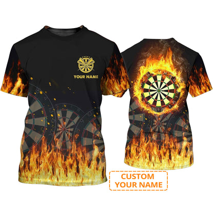 Customized Name Darts T Shirt, Darts Flame, Personalized Name T Shirt For Men  - Perfect Gift For Darts Game Lovers, Darts Players