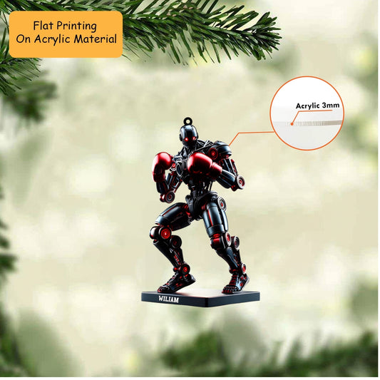 Personalized Boxing Christmas Ornament, Cyberpunk Robot Boxing Machine, Custom Ornament Christmas Gift, Keychain Bowling, Car Ornament Bowling
