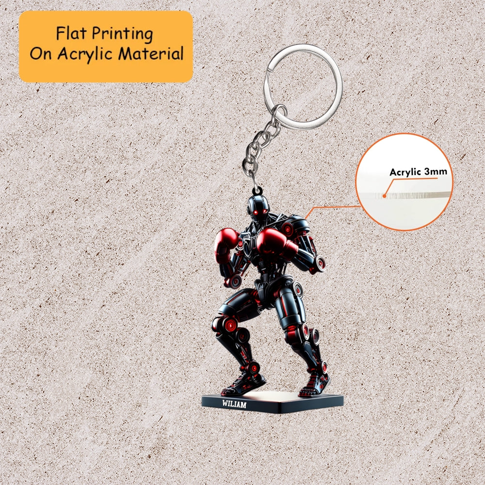 Personalized Boxing Christmas Ornament, Cyberpunk Robot Boxing Machine, Custom Ornament Christmas Gift, Keychain Bowling, Car Ornament Bowling