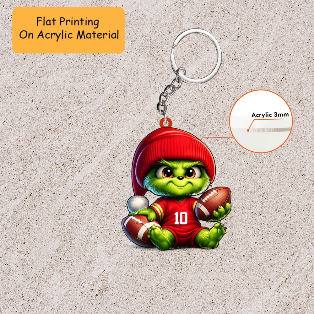 Personalized American Football Christmas Ornament, Chibi Grinch, Custom Ornament Christmas Gift, Keychain American Football, Car Ornament American Football