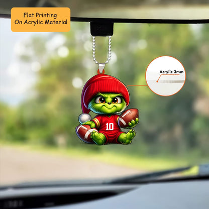 Personalized American Football Christmas Ornament, Chibi Grinch, Custom Ornament Christmas Gift, Keychain American Football, Car Ornament American Football