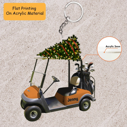 Personalized Golf  Cart Acrylic Ornament, Golf Keychain, Car Ornament, Christmas Ornament Gifts