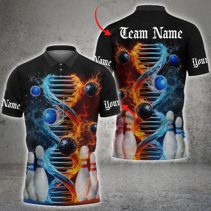  DNA Helix Design With Fire And Water Elements Unisex Polo Black