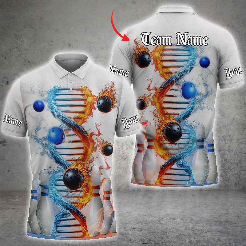  DNA Helix Design With Fire And Water Elements Unisex Polo White