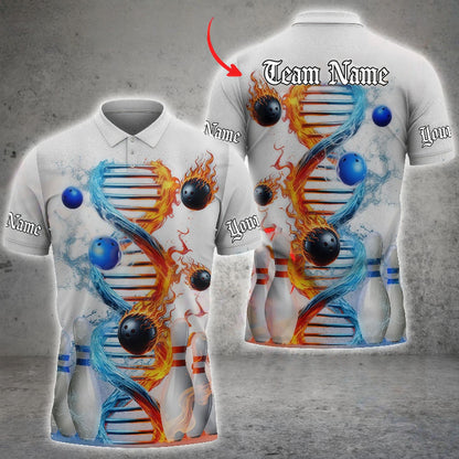  DNA Helix Design With Fire And Water Elements Unisex Polo White