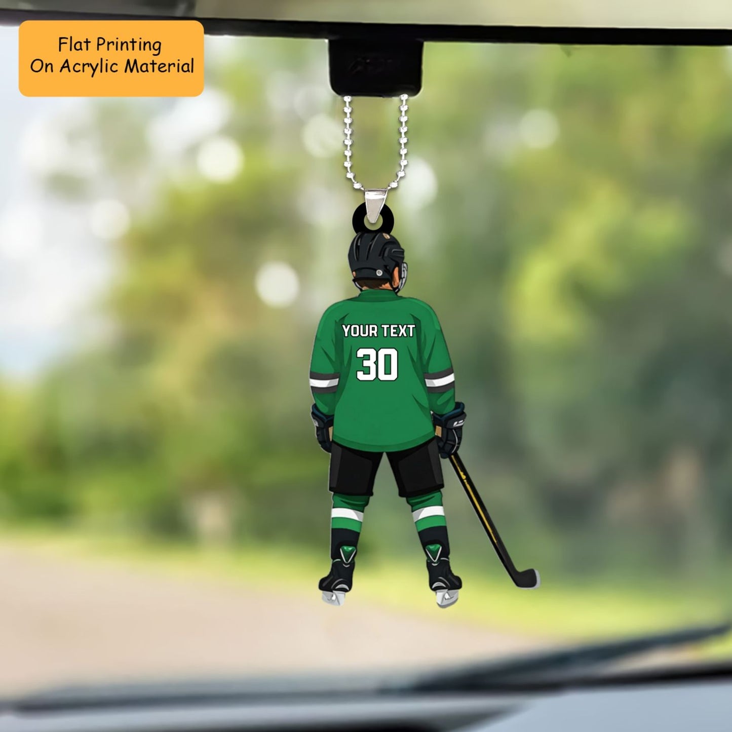 Personalized Ice Hockey Teen Boy Back View Acrylic Ornament, Meaningful Ornament Gifts For Hockey Player, Family, Friends