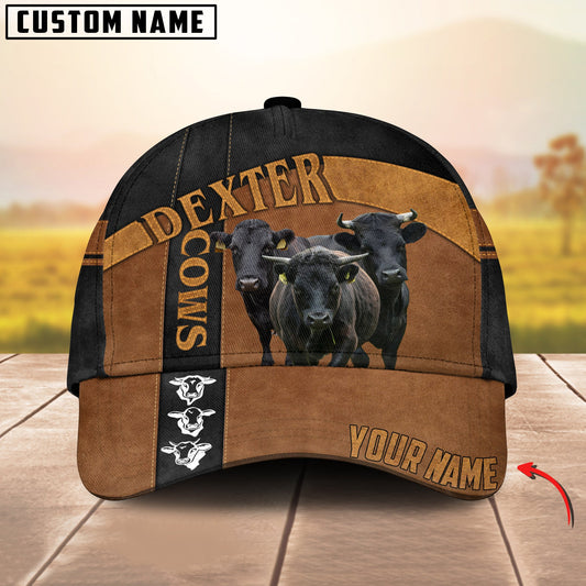 Customized Dexter Cattle Caps, Dexter Cow On Farm Black And Yellow Hats, Best Farm Hat For Men Women Farmer