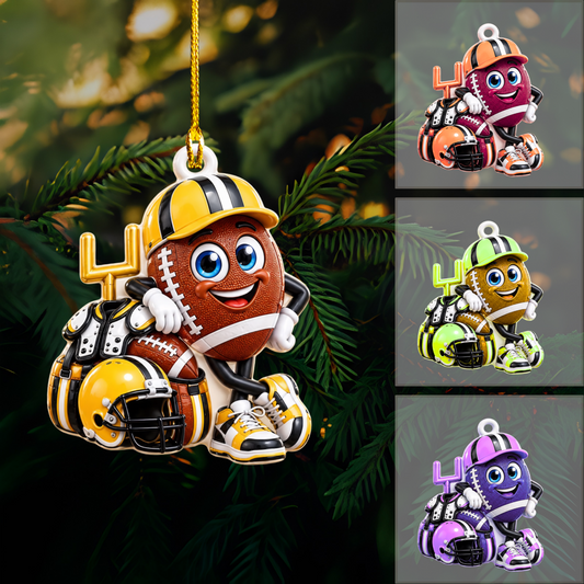 Personalized American Football Christmas Ornament, American Football Mascot Cute, Custom Ornament Christmas Gift, Keychain American Football, Car Ornament American Football