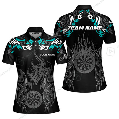 Customized Darts Women Polo Shirt, Dartboard Fire Flame Darts Women Polo Multicolor Team Style, Jersey for Darts Players