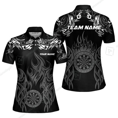 Customized Darts Women Polo Shirt, Dartboard Fire Flame Darts Women Polo Multicolor Team Style, Jersey for Darts Players
