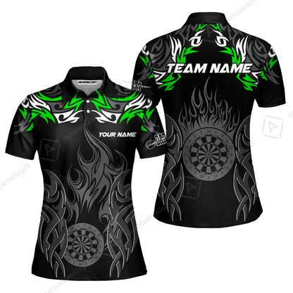 Customized Darts Women Polo Shirt, Dartboard Fire Flame Darts Women Polo Multicolor Team Style, Jersey for Darts Players