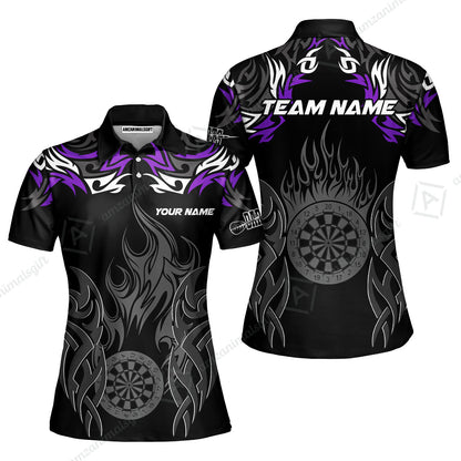Customized Darts Women Polo Shirt, Dartboard Fire Flame Darts Women Polo Multicolor Team Style, Jersey for Darts Players