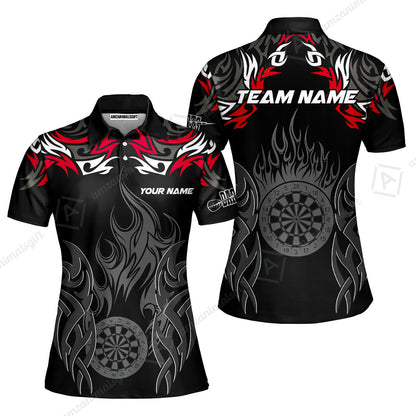 Customized Darts Women Polo Shirt, Dartboard Fire Flame Darts Women Polo Multicolor Team Style, Jersey for Darts Players