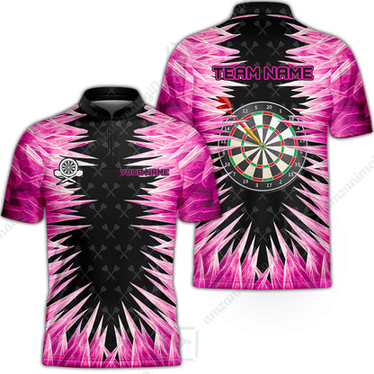 Customized Darts Stand Collar Quarter-Zip Shirt, Darts Dartboard Ice And Fire Multicolor Team Jersey For Darts Players