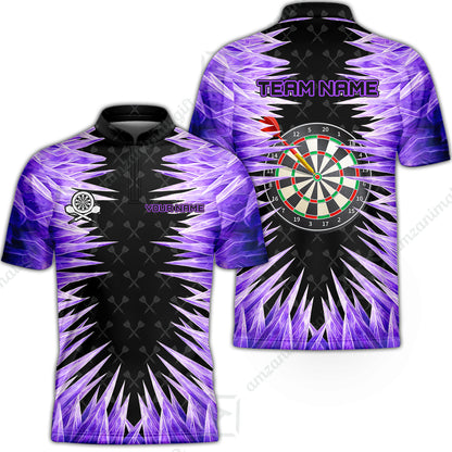 Customized Darts Stand Collar Quarter-Zip Shirt, Darts Dartboard Ice And Fire Multicolor Team Jersey For Darts Players