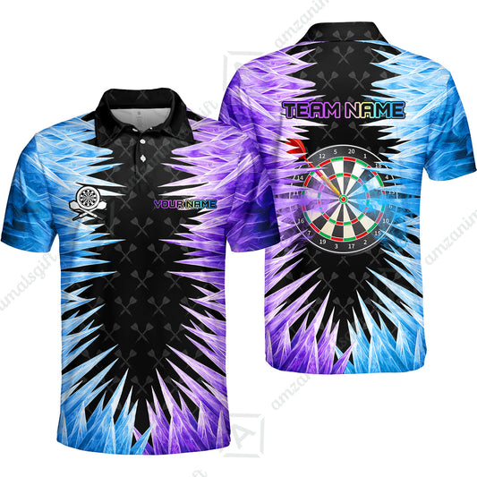 Customized Darts Polo Shirt, Darts Dartboard Ice And Fire Multicolor Custom Team Polo Shirts Jersey For Darts Players