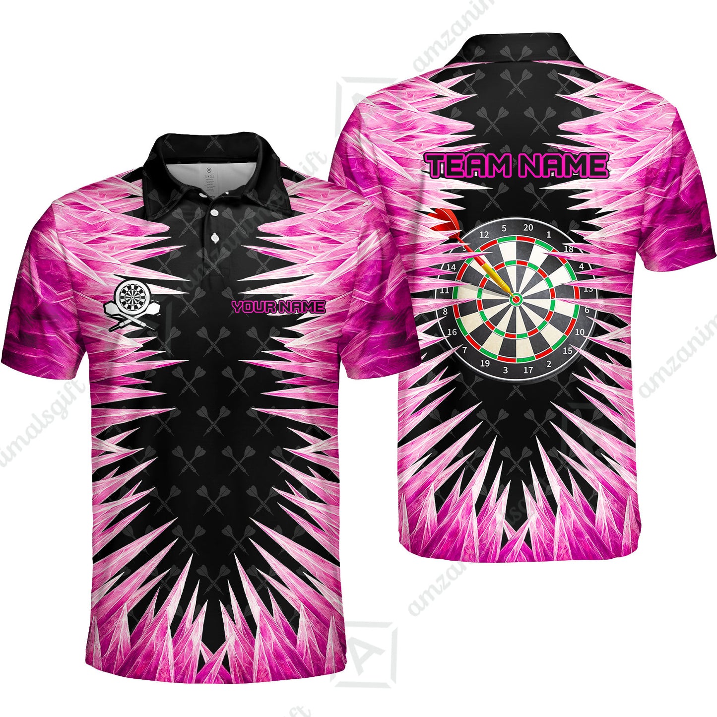 Customized Darts Polo Shirt, Darts Dartboard Ice And Fire Multicolor Custom Team Polo Shirts Jersey For Darts Players