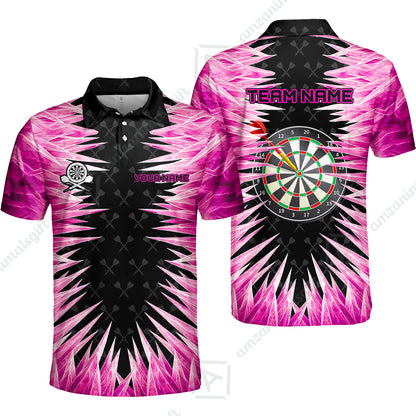Customized Darts Polo Shirt, Darts Dartboard Ice And Fire Multicolor Custom Team Polo Shirts Jersey For Darts Players