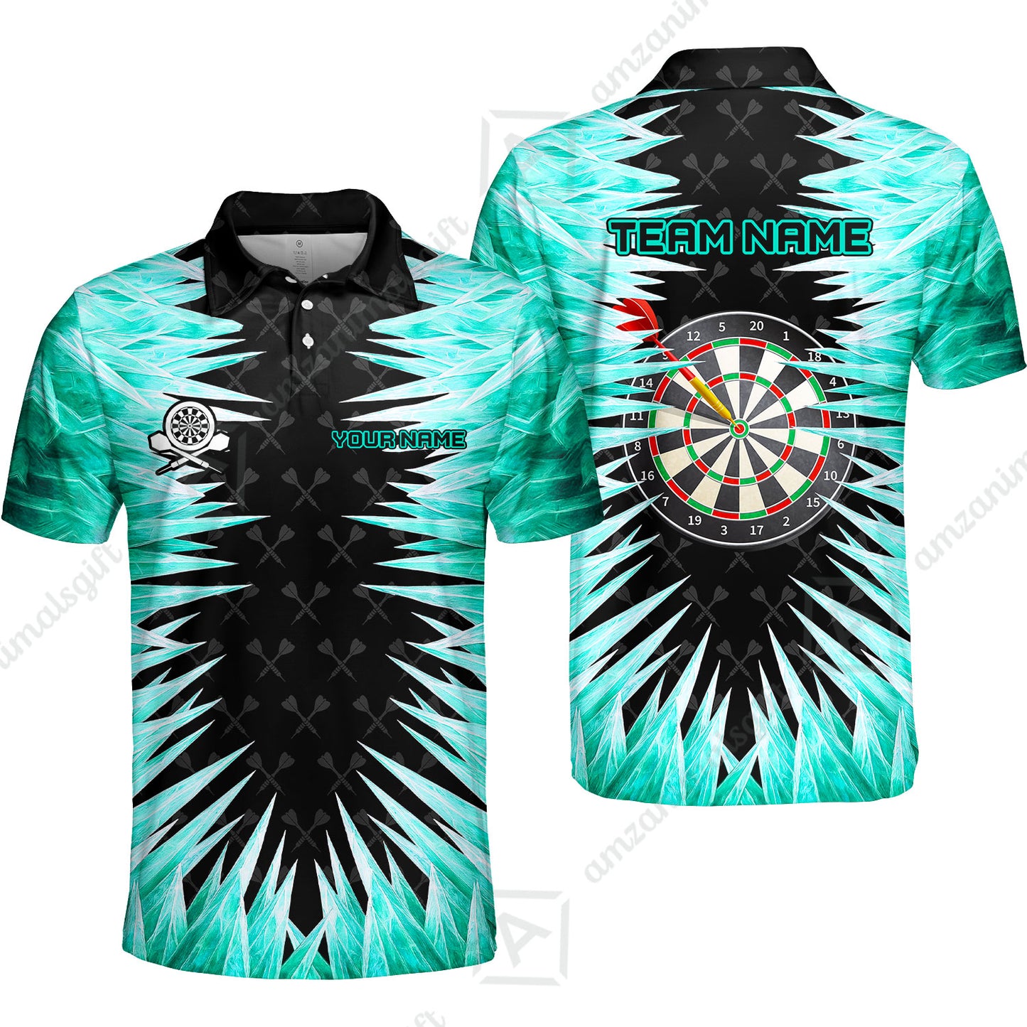Customized Darts Polo Shirt, Darts Dartboard Ice And Fire Multicolor Custom Team Polo Shirts Jersey For Darts Players