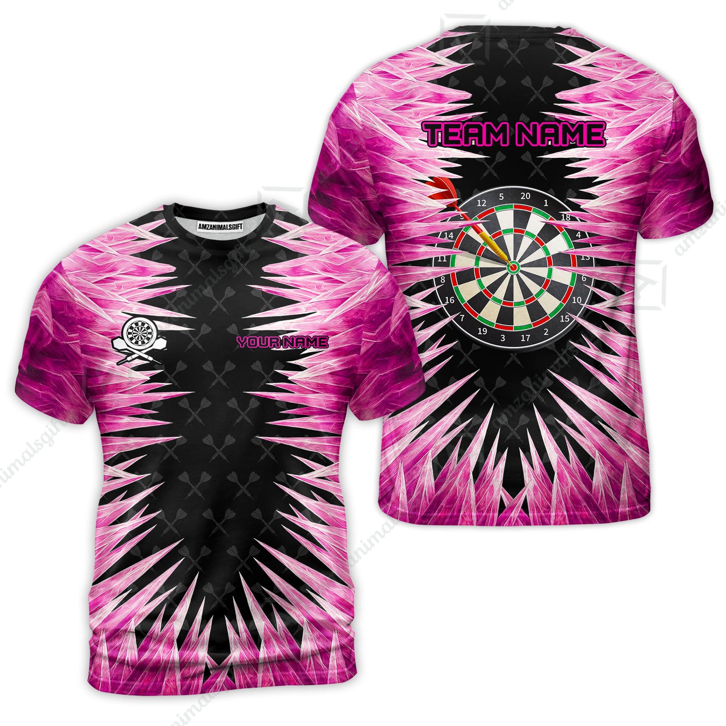 Customized Darts T-Shirt, Darts Dartboard Ice And Fire Multicolor Custom Darts T-Shirt Team Jersey For Darts Players