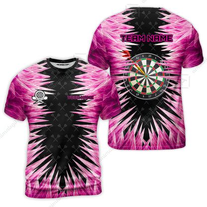 Customized Darts T-Shirt, Darts Dartboard Ice And Fire Multicolor Custom Darts T-Shirt Team Jersey For Darts Players
