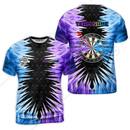 Customized Darts T-Shirt, Darts Dartboard Ice And Fire Multicolor Custom Darts T-Shirt Team Jersey For Darts Players