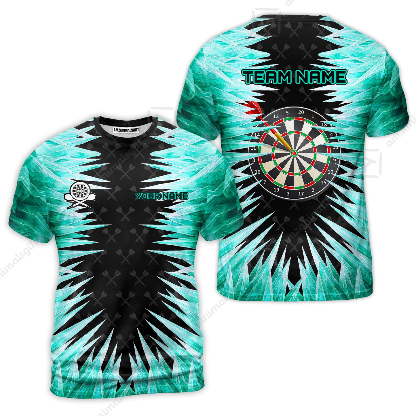 Customized Darts T-Shirt, Darts Dartboard Ice And Fire Multicolor Custom Darts T-Shirt Team Jersey For Darts Players