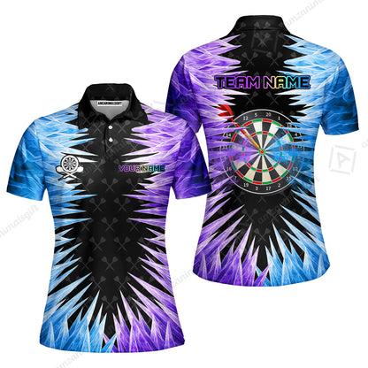 Customized Darts Women Polo Shirt, Darts Dartboard Ice And Fire Multicolor Women Polo Shirts Jersey For Darts Players