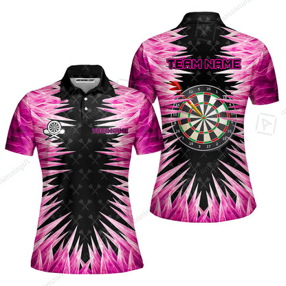 Customized Darts Women Polo Shirt, Darts Dartboard Ice And Fire Multicolor Women Polo Shirts Jersey For Darts Players